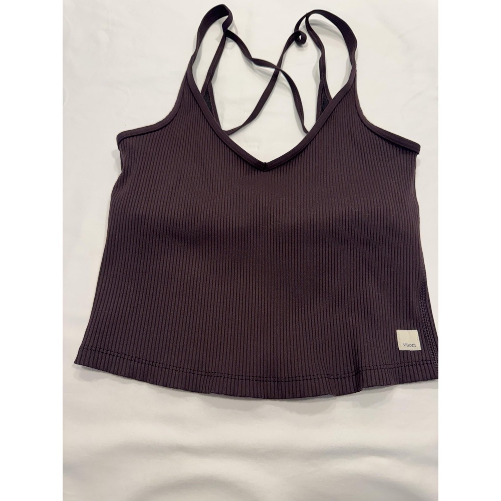 Camisole Tank Top Womens Sz Xs Brown Ribbed Stretch Knit Strappy Slim Crop